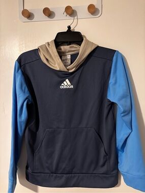 adidas Navy, Light Blue & Tan Kids Hoodie
